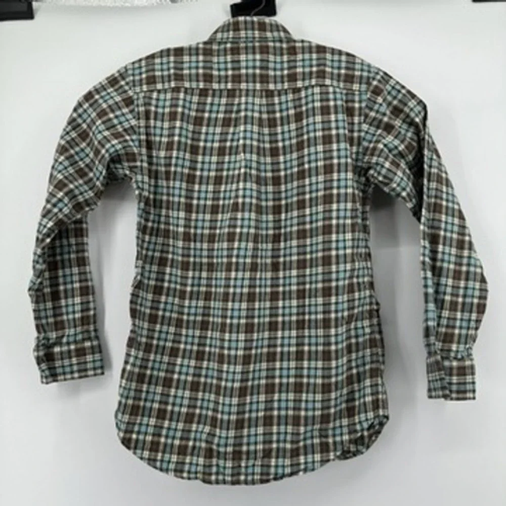 Ralph Lauren Plaid Button Down Shirt‎ Kids Long Sleeve Brown Blue White L(14-16)